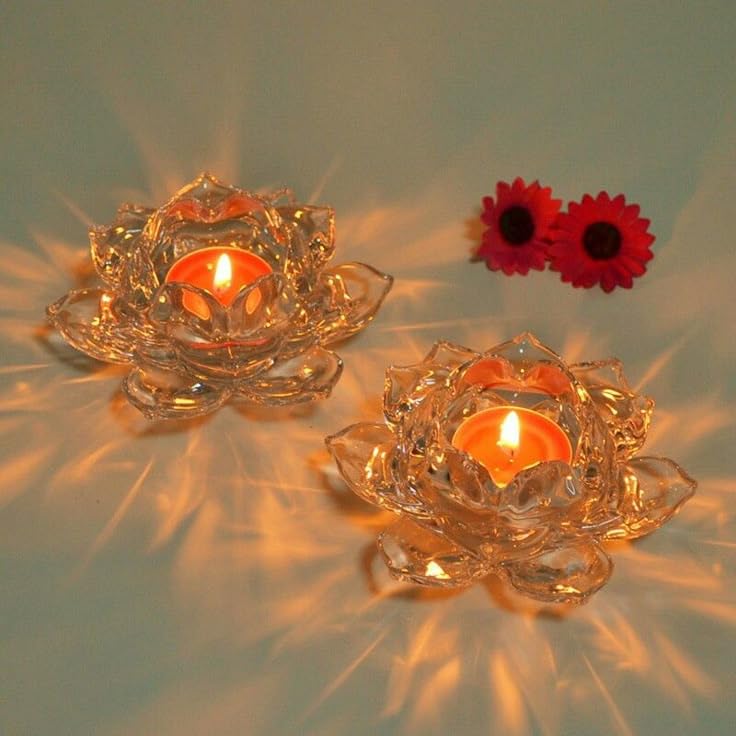 Glass Lotuss Candle Stand For DIWALI OFFER