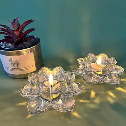 Glass Lotuss Candle Stand For DIWALI OFFER