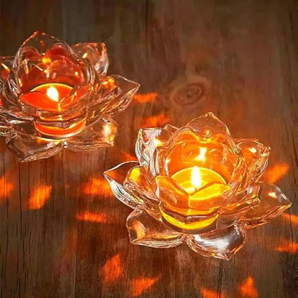 Glass Lotuss Candle Stand For DIWALI OFFER